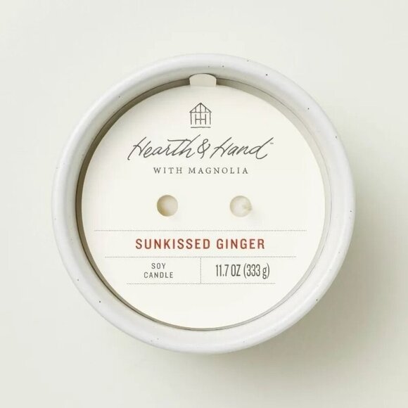 Hearth & Hand Magnolia 2-Wick Patterned Ceramic Sunkissed Ginger Jar Candle 2024 - Picture 2 of 5